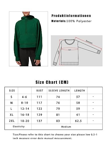 Womens Fashion Half Zip Hooodies Casual Lined Collar Crop Fall Hooded