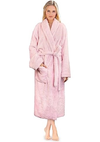 Premium Womens Plush Soft Robe Fluffy Warm Fleece Sherpa Shaggy Bathrobe